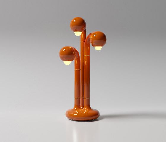 Table Lamp 3-Globe 28” Gloss Burnt Orange | Tischleuchten | Entler