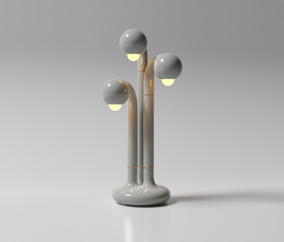 Table Lamp 3-Globe 28” Gloss Moon Grey | Lámparas de sobremesa | Entler
