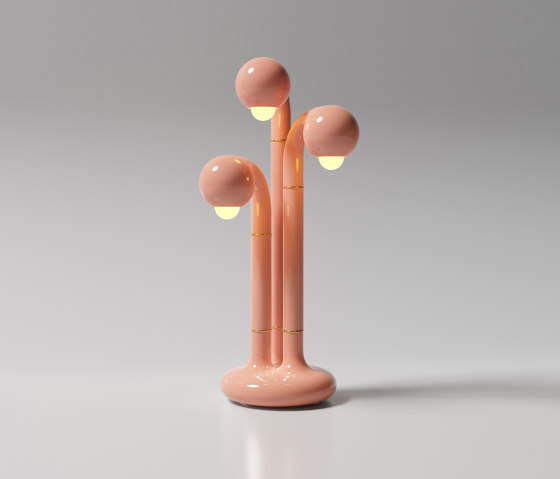 Table Lamp 3-Globe 28” Gloss Pink | Tischleuchten | Entler