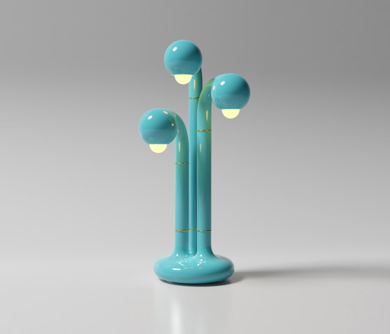 Table Lamp 3-Globe 28” Gloss Sky Blue | Tischleuchten | Entler