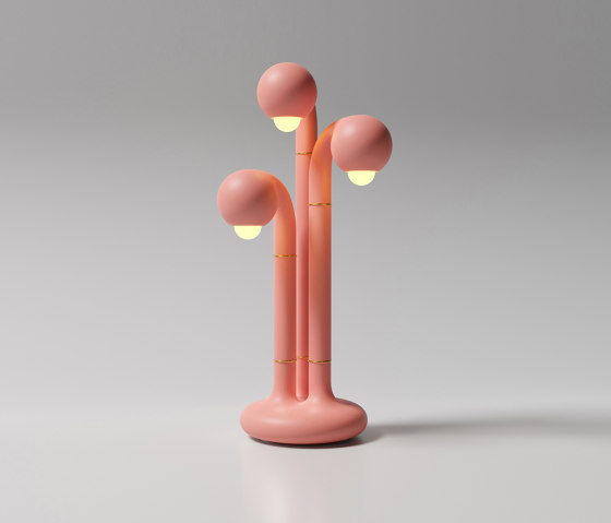 Table Lamp 3-Globe 28” Matte Pink | Tischleuchten | Entler