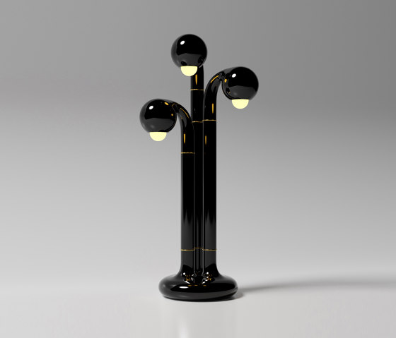 Table Lamp 3-Globe 32” Gloss Black | Tischleuchten | Entler