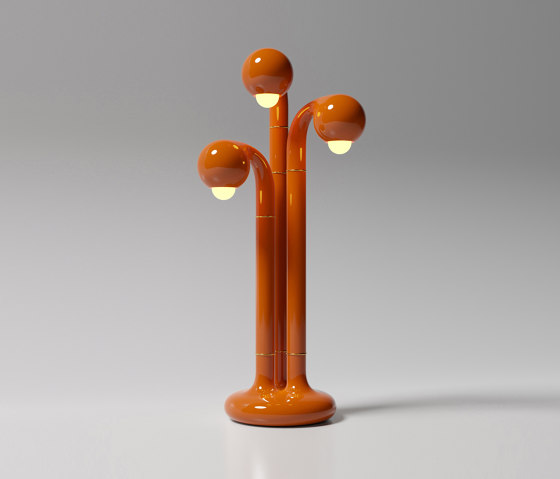 Table Lamp 3-Globe 32” Gloss Burnt Orange | Tischleuchten | Entler