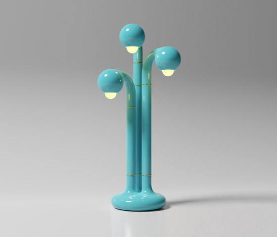 Table Lamp 3-Globe 32” Gloss Sky Blue | Lámparas de sobremesa | Entler