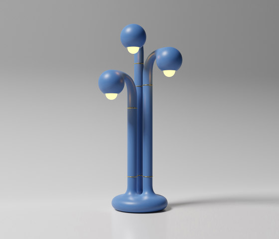 Table Lamp 3-Globe 32” Matte Blue | Tischleuchten | Entler