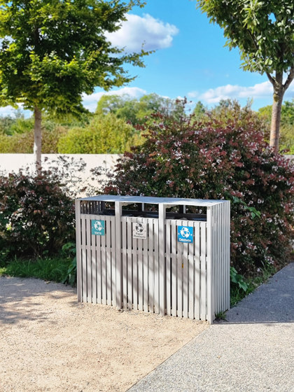 Synergie waste sorting bin 3 containers | Abfallbehälter / Papierkörbe | Univers et Cité - Mobilier urbain