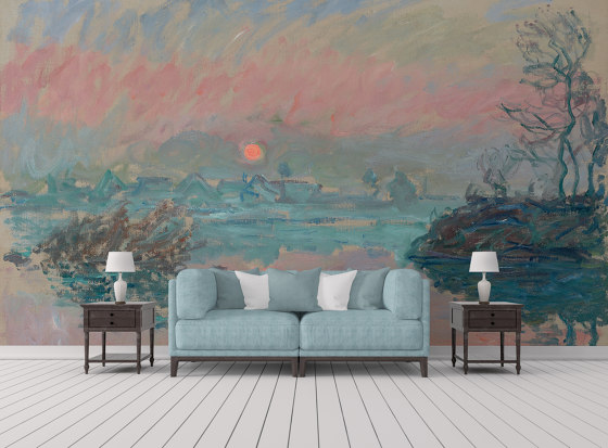 Claude Monet | Sunset at Lavacourt | Carta parati / tappezzeria | Ambientha