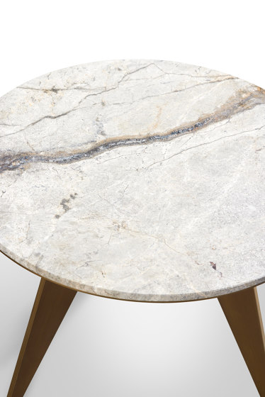 Emerald Side Table Brown Brass + Marble Silverroots Top | Tables d'appoint | DAMI Luxury Interior