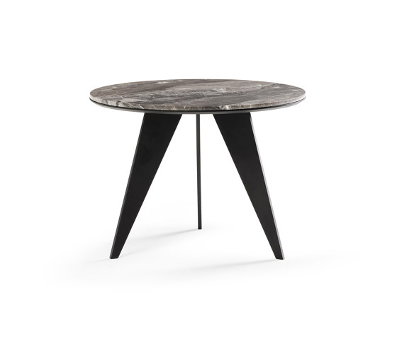 Emerald Side Table Matt Black + Marble Grigio Oribico Top | Side tables | DAMI Luxury Interior
