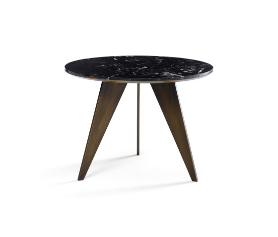 Emerald Side Table Brown Brass + Marble Café Amaro Top | Side tables | DAMI Luxury Interior