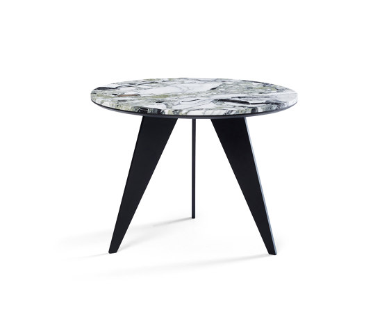 Emerald Side Table Matt Black + Marble White Beauty Top | Side tables | DAMI Luxury Interior