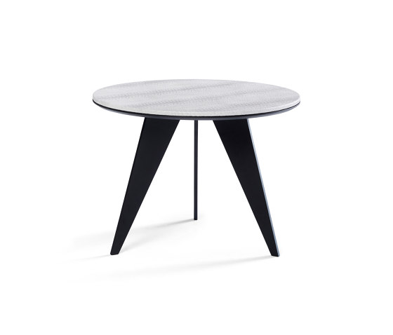 Emerald Side Table Matt Black + Silver Python Top | Side tables | DAMI Luxury Interior