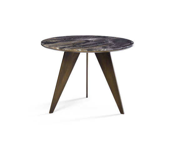 Emerald Side Table Brown Brass + Marble Grigio Oribico Top | Tables d'appoint | DAMI Luxury Interior