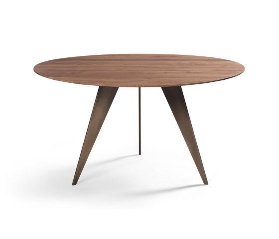Emerald Dining Table Brown Brass + Massive Walnut Top | Dining tables | DAMI Luxury Interior