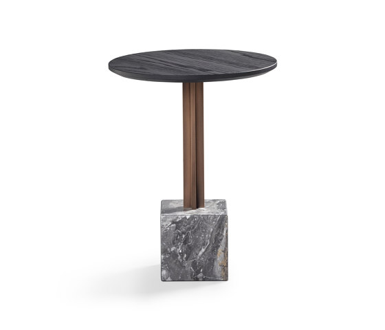 Onyx Side Table Marble Base + Metal Lacquer + Brushed Oak Top | Beistelltische | DAMI Luxury Interior