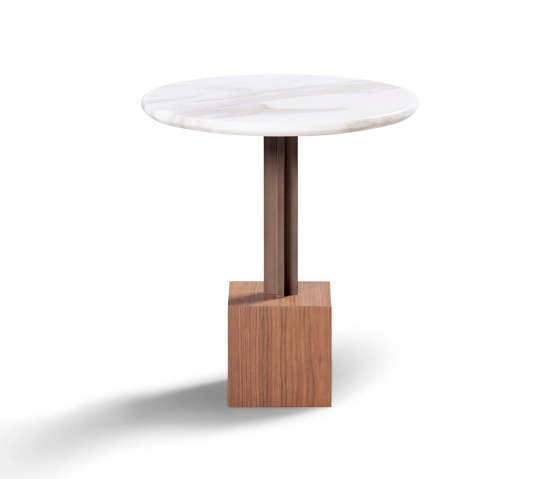 Onyx Side Table Walnut Base + Metal Lacquer + Marble Arrabescato Top | Tables d'appoint | DAMI Luxury Interior
