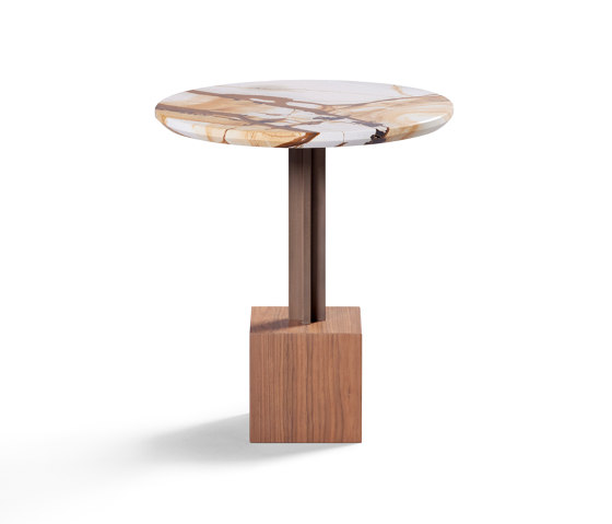 Onyx Side Table Walnut Base + Metal Lacquer + Marble Tortuque Top | Beistelltische | DAMI Luxury Interior