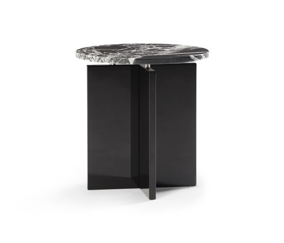 Ruby Side Table Softtouch Black + Marble Café Amaro Top | Tables d'appoint | DAMI Luxury Interior
