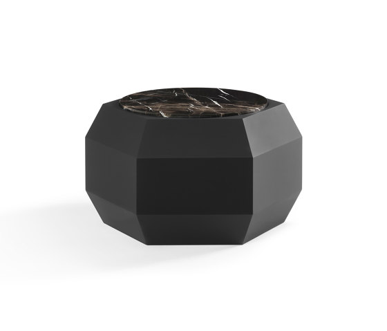 Sapphire Side Table Softtouch Black + Marble Café Amaro Top | Tables basses | DAMI Luxury Interior