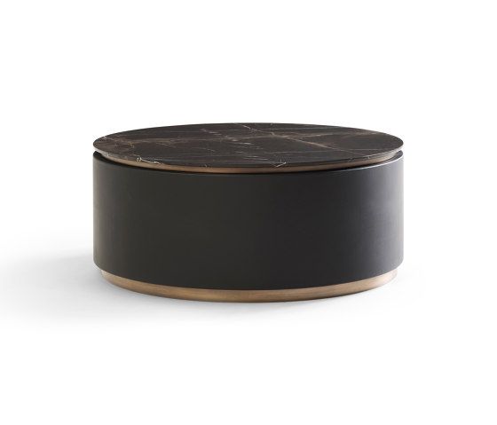 Topaz Coffee Table Soft Leather Black + Marble Café Amaro Top | Coffee tables | DAMI Luxury Interior