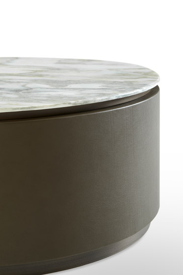 Topaz Coffee Table Soft Leather Olive + Marble Calacatta Verde Top | Tables basses | DAMI Luxury Interior