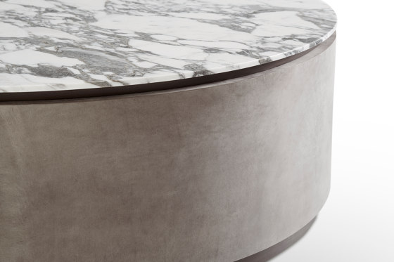 Topaz Coffee Table Veg Tan Leather Stone + Marble Arrabescato Top | Coffee tables | DAMI Luxury Interior