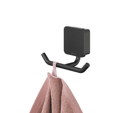 Topaz Black | Towel hook double Black | Towel rails | Geesa