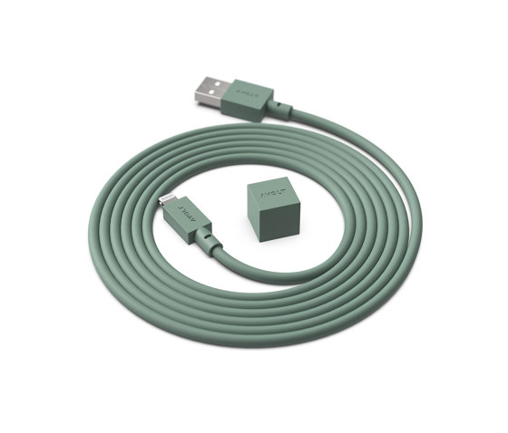 CABLE 1 USB A to Lightning Silicone MFi charging cable, 1.8m - OAK GREEN | USB-Ladesteckdose | Avolt