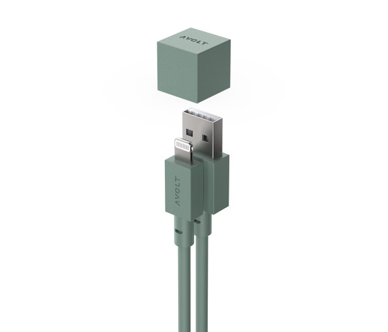 CABLE 1 USB A to Lightning Silicone MFi charging cable, 1.8m - OAK GREEN | Prise USB | Avolt