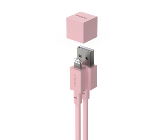 CABLE 1 USB A to Lightning Silicone MFi charging cable, 1.8m - OLD PINK | Prise USB | Avolt