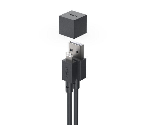 CABLE 1 USB A to Lightning Silicone MFi charging cable, 1.8M - STOCKHOLM BLACK | Enchufes USB | Avolt