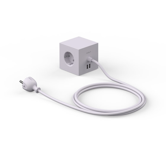 SQUARE 1 with Dual USB A ports & Magnetic base, 1.8m - GOTLAND GRAY | USB-Ladesteckdose | Avolt