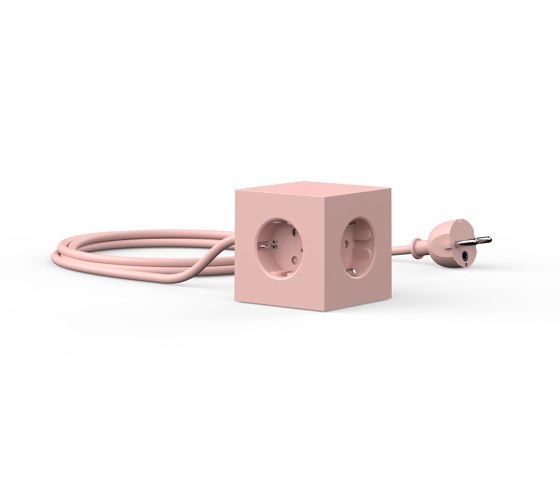 SQUARE 1 with Dual USB A ports & Magnetic base, 1.8m - OLD PINK | USB power sockets | Avolt