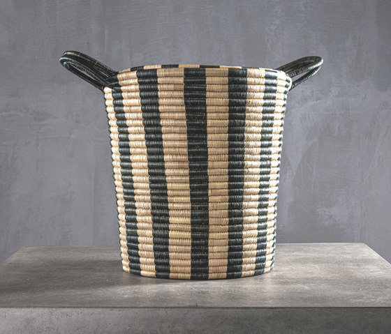 Malawi | Ineke Basket Black Stripes Big | Behälter / Boxen | Set Collection