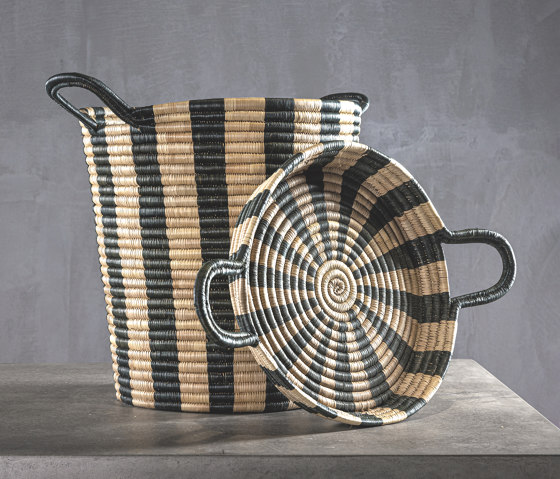 Malawi | Ineke Basket Black Stripes Big | Boîtes de rangement | Set Collection