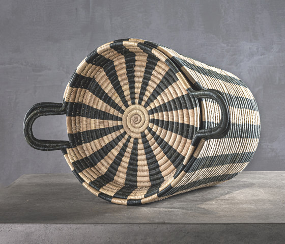 Malawi | Ineke Basket Black Stripes Big | Contenitori / Scatole | Set Collection
