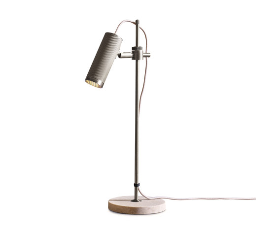 Spot | Desk Light - Satin Nickel & Travertine | Lámparas de sobremesa | J. Adams & Co