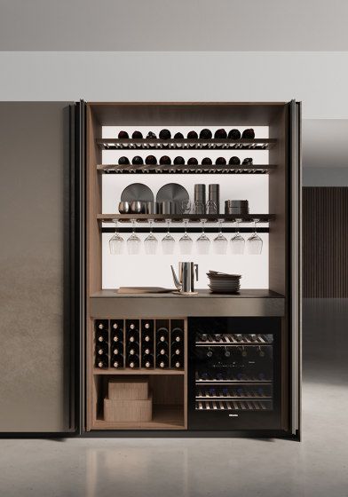 Artematica Tactile Walnut with Pewter Stainless Steel New Logica | Fitted kitchens | Valcucine