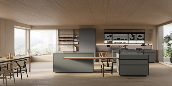 Riciclantica Outline silk-effect Leaden Grey laminate | Fitted kitchens | Valcucine