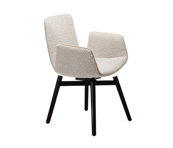 Amelie | Armchair High with wooden frame with cross, rotatable with autoreturn | Chairs | FREIFRAU MANUFAKTUR