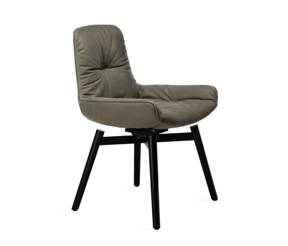 Leya | Armchair Low with wooden frame with cross, rotatable with autoreturn | Chairs | FREIFRAU MANUFAKTUR