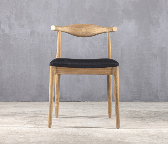 Slow | Wing T593 Dining Chair Teak Black Fabric | Chaises | Set Collection
