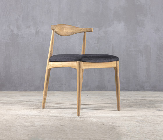 Slow | Wing T593 Dining Chair Teak Black Fabric | Sillas | Set Collection