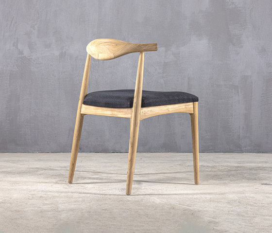 Slow | Wing T593 Dining Chair Teak Black Fabric | Chairs | Set Collection