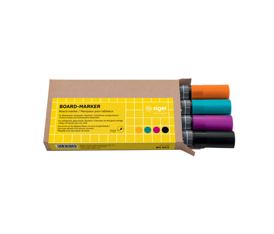 Board-Marker, schwarz, türkis, magenta, orange, 4 Stück | Stifte | Sigel