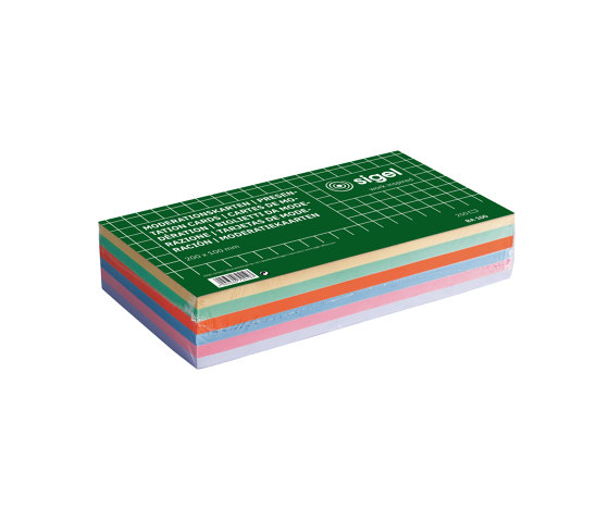 Cartes d'animation, rectangulaire, jaune, vert, orange, bleu, rose, blanc, 250 feuilles | Accessoires de bureau | Sigel