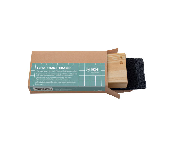 Borrador de tablero de madera, magnético, 13 x 6 cm | Accesorios de escritorio | Sigel