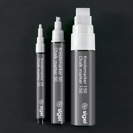 Chalk markers 20, round nib, white, 2 pcs. | Pens | Sigel
