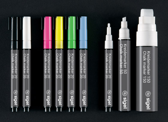 Chalk markers 20, round nib, pink, yellow, green, blue, 4 pcs. | Pens | Sigel