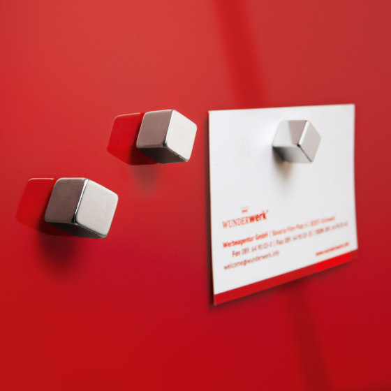 SuperDym-Magnete C5 "Strong", Cube-Design, silber, 6 Stück | Schreibtischutensilien | Sigel